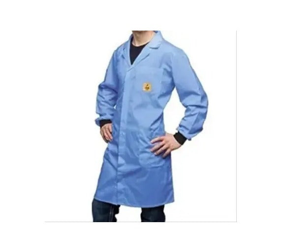 ESD Safe Lab Coat / Antistatic Apron – Conductive Fabric for Cleanroom, PCB, SMT & Electronics Assembly