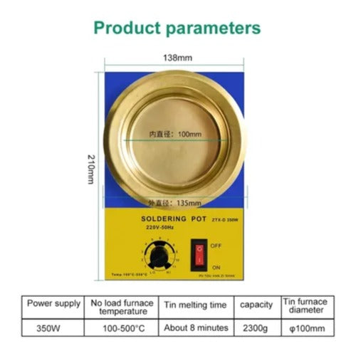 High-Power Electric Soldering Pot 350W – Adjustable Temperature (φ100mm)